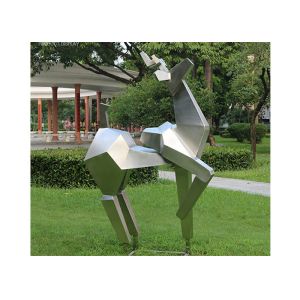 China Animal Statue Stainless Steel Metal Sculpture Garden Abstract Deer Sculpture on sale