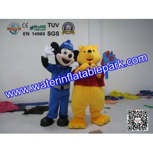 Plush Advertising Mascot Costume , Mickey And Winnie Mascot
