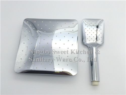 Hot sell Double face Chrome plating single function shower head hand shower set square overhead shower rain shower kit