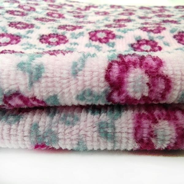 Flower Printed Jacquard Velour Velvet Fabric 310gsm 100% Polyester