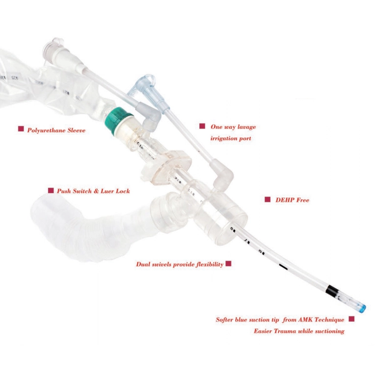 BESDATA Kim Vent closed suction system endotracheal tracheostomy ETT 24Hrs 72 Hrs adult pediatric secretion catheter tub