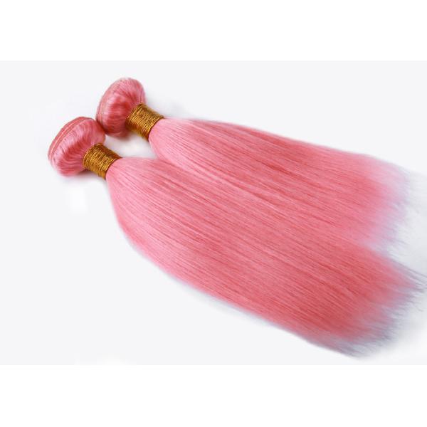 Customized Pink Virgin Human Long Hair Extensions 30 Inches Shedding Free
