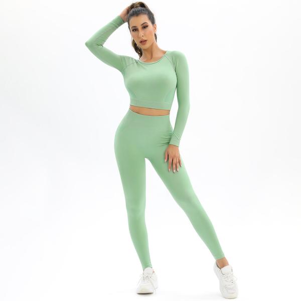 Seamless knit backless high-stretch long sleeve yoga suit sports running fitness