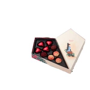 Custom Wrapping Chocolate Boxes Paperboard Liner Half Heart Kite Shape