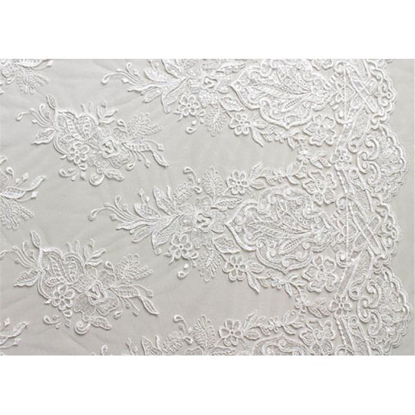 Embroidery Floral Corded Ivory Lace Fabric By The Yard For Luxury Wedding Dress