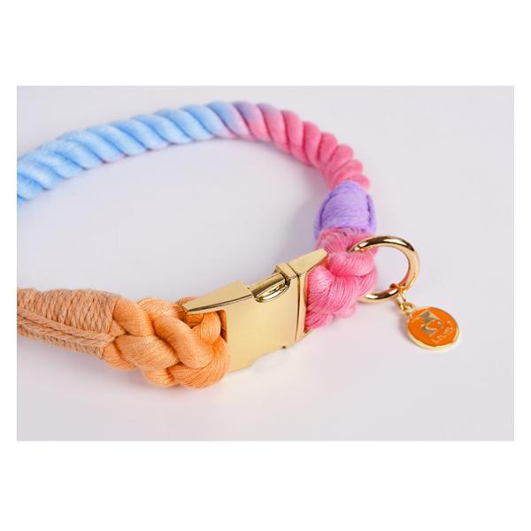 Multicolor Leash Collar Harness Set Walking Cotton Rope Training Dog Leash Collar Set