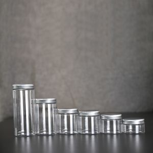 Clear Round Plastic Cosmetic Storage Pot With Lid