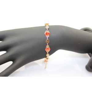 18k Rose Gold Plated 925 Silver Link Garnet Tennis Bracelet(H07)