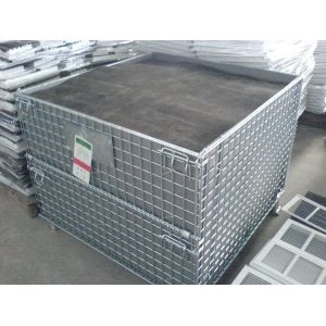 Foldable Wire Container Portable Wire Mesh Storage Containers For Warehouse