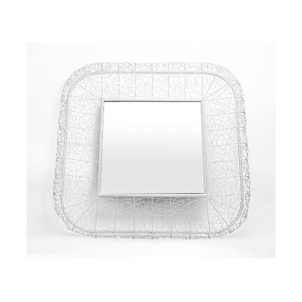 Wall Mirror Silver Square Carved Metal Frame Square Mirrored Wall Decoration