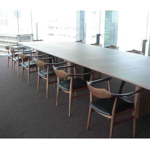 Stackable Restaurant Patio Furniture Wood Dining Chair With Leather Cushion