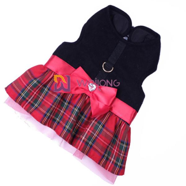 Christmas Vest Pet Dress Brushed Tricot Satin Bow Dog Christmas Dress