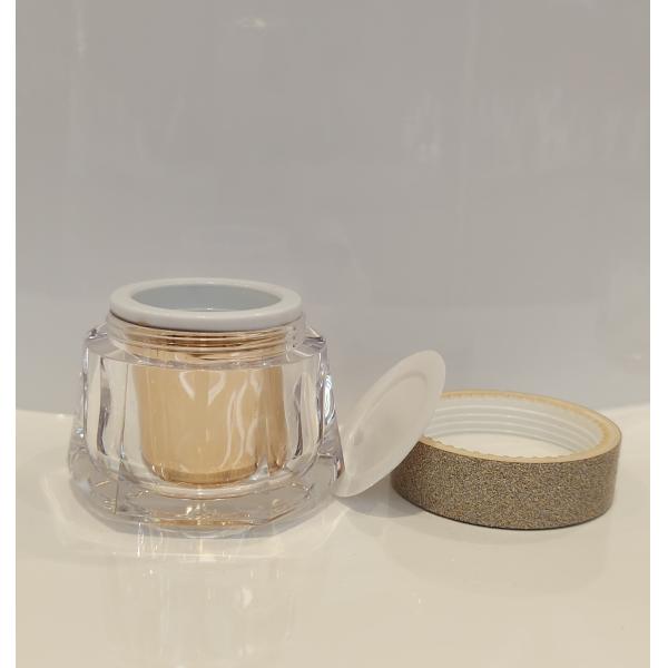 PETG Collar Material Double Wall Face Cream Container 30g for Other Cosmetic in Luxury White Transparent