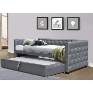 China Upholstered Trundle Daybed Unique Design Advanced Features Affordable Fabric. on sale