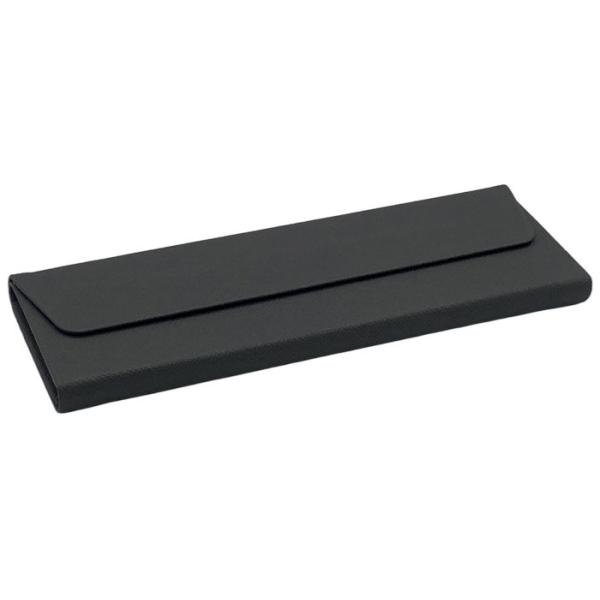 Buy Black Leather Metal Fold Flat Glasses Case Custom Logo at wholesale prices
