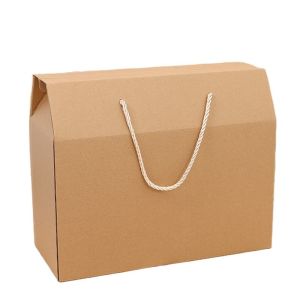 Custom Packaging Recycled Kraft Paper Box With Rope Handle Environmental and