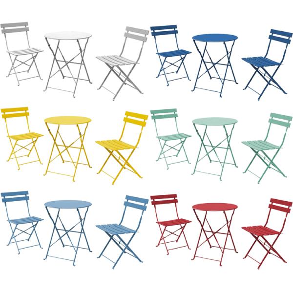 3 Piece Steel Folding Table and Chairs Set Perfect for Outdoor Patio Balcony or Garden