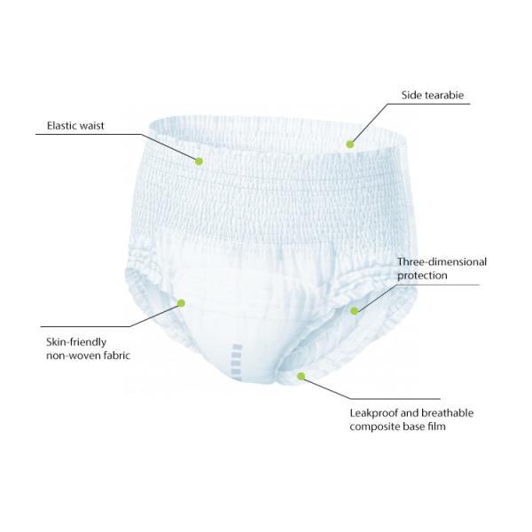 3D Leak Prevention Disposable Adult Diaper Plain Woven Dry Surface