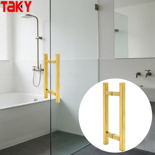 Modern Square Stainless Steel SS304 Glass Door Handle H Type Push Pull Handle for Showers