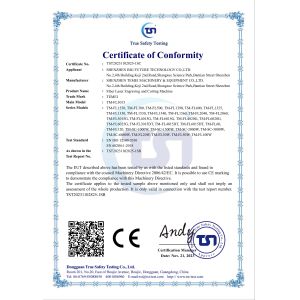 Shenzhen Temei Machinery Equipment Co., Ltd. Certifications