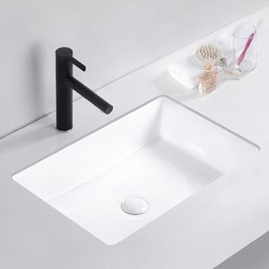 Washroom Undermount Vanity Sink Bowl White Solid Surface Streamlined