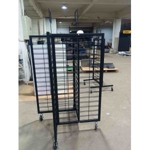 Robust 4 Way Wire Mesh Display Rack Rolling Gridwall Display Powder Coated AT