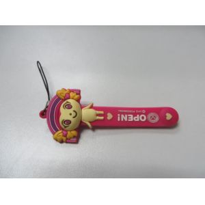 Multi Function Cute Charms Earphone Silicone Cable Winder Keyring In Pink Color