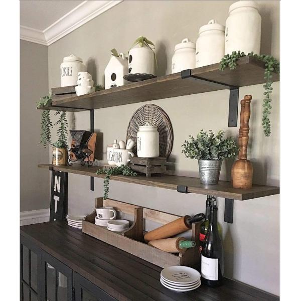 Garage and Kitchen Floating Shelves Hardware Heavy Duty Black Metal Brackets with Lip