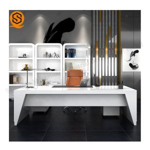 Easy Repairable Solid Surface Furniture Boss L Shaped Work Table