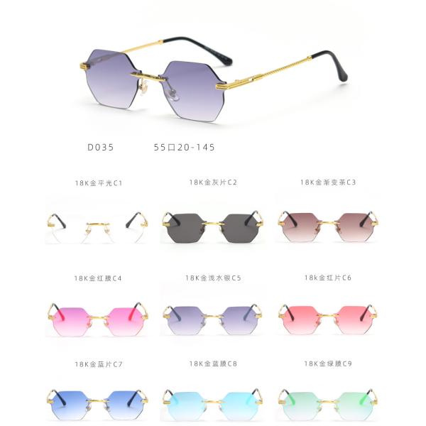 UV400 Stylish Polarized Sunglasses Elegant Irregular Lens Women Rimless