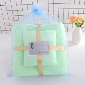 Rectangle Coral Fleece Bath Towel Set for SPA Home Gift Thick Absorbent