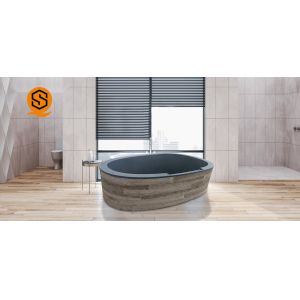 China Oval Freestanding Artificial Stone Bathtub Acrylic Seamless Joint 170CM on sale