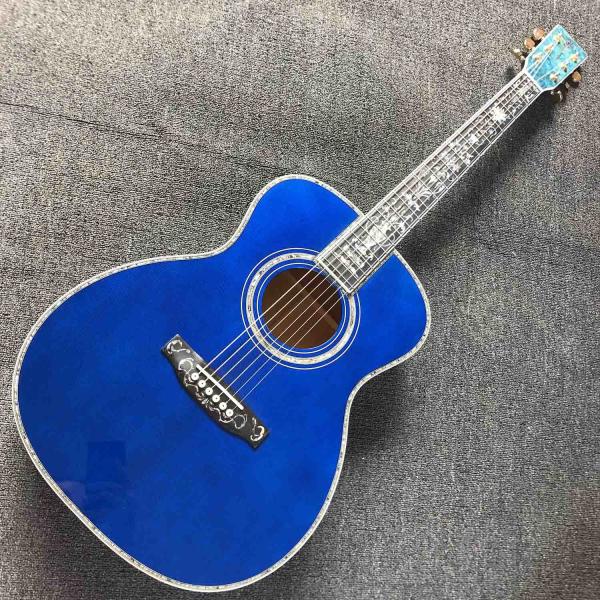 Buy Solid Spruce Top Mahogany Neck Burst Maple Veneer Ebony Fingerboard Abalone Om45s Style Acoustic Guitar at wholesale prices