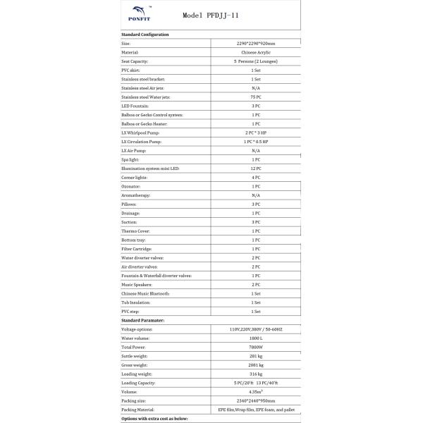Square Outdoor Freestanding Spa Tub 4 Person With 3 Years Guarantee