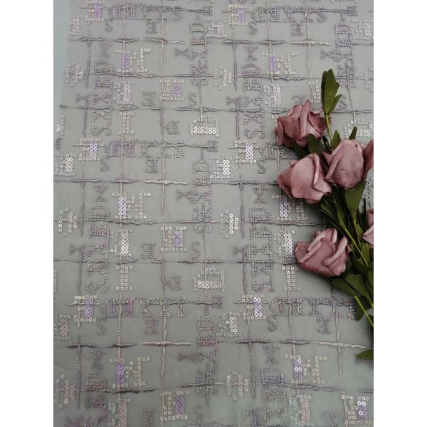 Buy Geo Sequin Embroidered Fabric Lace For Home Textiles at wholesale prices
