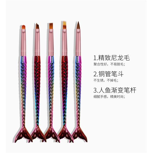 Professional 100% Kolinsky Mermaid Penholder Drawing Pen Set with Acrylic Nail Brush