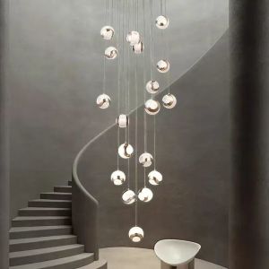 Villa Hotel Loft Staircase Hanging Light Fixture Design Modern Acrylic