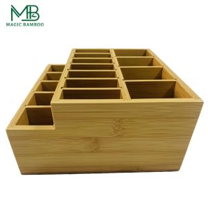 Bamboo Adjustable Multifunction Makeup Tool Storage Box
