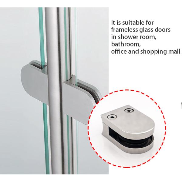 Stainless Steel Wall Mount Bathroom Shower Glass Clamp Square Corner Clip Heavy Duty