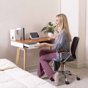 Shipping from U.S. warehouse-KD Packing Modern White 2 Drawers Solid Wood Study