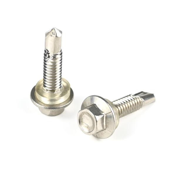 Ruspert Ss304 Stainless Steel Hex Washer Head Self Drilling Screw With Pvc Washer For Solar Fastener