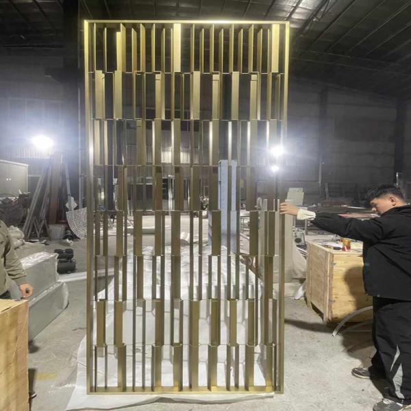 Buy Factory Color Gold Antique Rose Gold Hairline Brushed Classical 304 Stainless Steel Screen Partition Room Dividers at wholesale prices