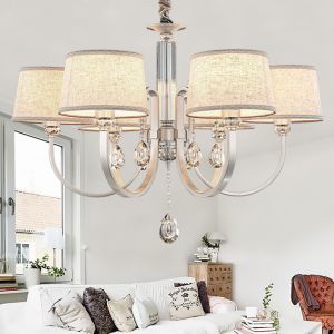 Elegant modern metal chandelier with lampshade for indoor home lighting fixtures