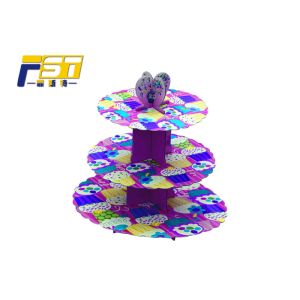 Eco - Friendly Cardboard Cupcake Tower Stand 3 Layers CMYK Printing With Art
