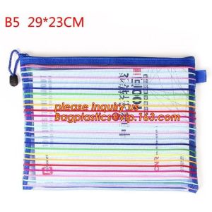 Wholesale Office School Supply A4/5/6 Mesh Zipper Document Bag Multicolor PVC A4