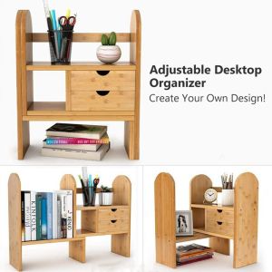 Office Organizer Customized Logo Multifunctional Design Bamboo Wall Counter