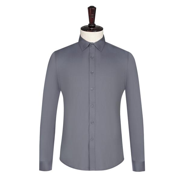 Breathable Material Men's Formal Dress Shirt in Gray with Long Sleeves and Slim Fit