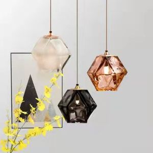 Bar Electroplating Dining Room Table Light E14 Diamond Crystal Pendant Light