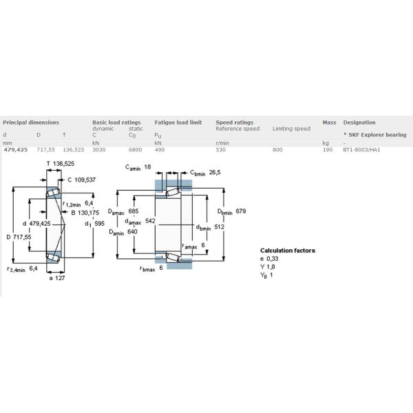 Single Row BT1 8003 / H A1 Tapered Roller Bearings Inched Type