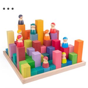 ISO9001 1001 Night Wooden Rainbow Stacker Toy Beech Rome Grimms